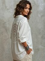 Boho Casual Hollow-out Crochet Mandala Lace Panel Shirt