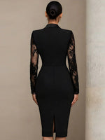 Elegant Lace-panelled Midi Blazer Dress