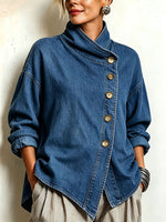 Chic Oversized Asymmetrical Denim Shirt
