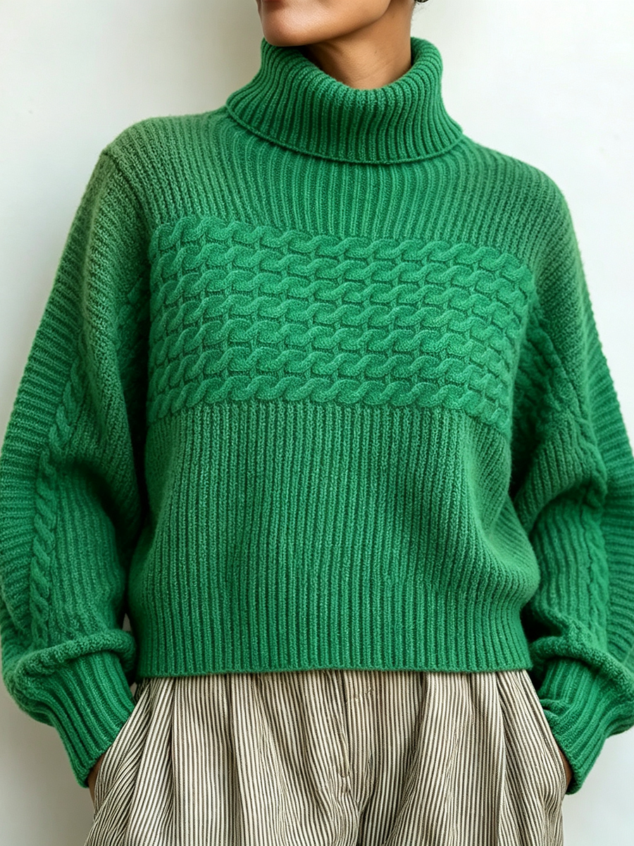 Cozy Vibrant Orange Turtleneck Sweate
