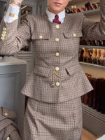 Vintage-style Houndstooth Wool-blend Tweed Jacket