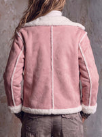 Women's Long-sleeved Casual Loose-fitting Faux Suede Jacket With Lapel