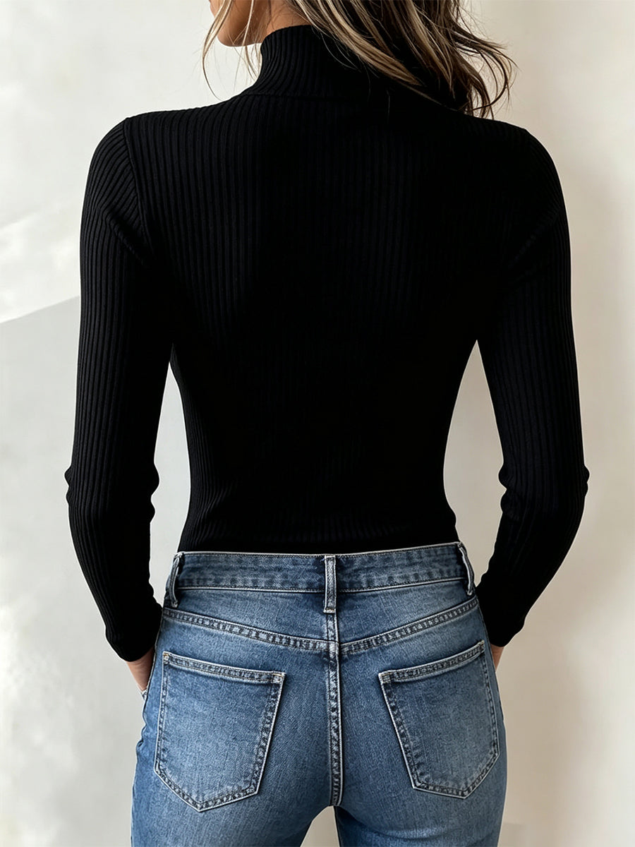 Chic Ribbed Knit Top With Lace-up And Cut-out Details