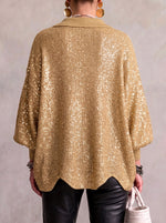 Oversized Collared Knit Cardigan With Large Metal Buttons