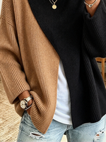 Casual Stylish Colorblock Ribbed Turtleneck Sweater