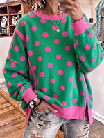 Chic Green and Pink Polka Dot Sweatshirt
