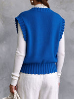 Cozy Textured Knit Button-Accented Pullover Vest