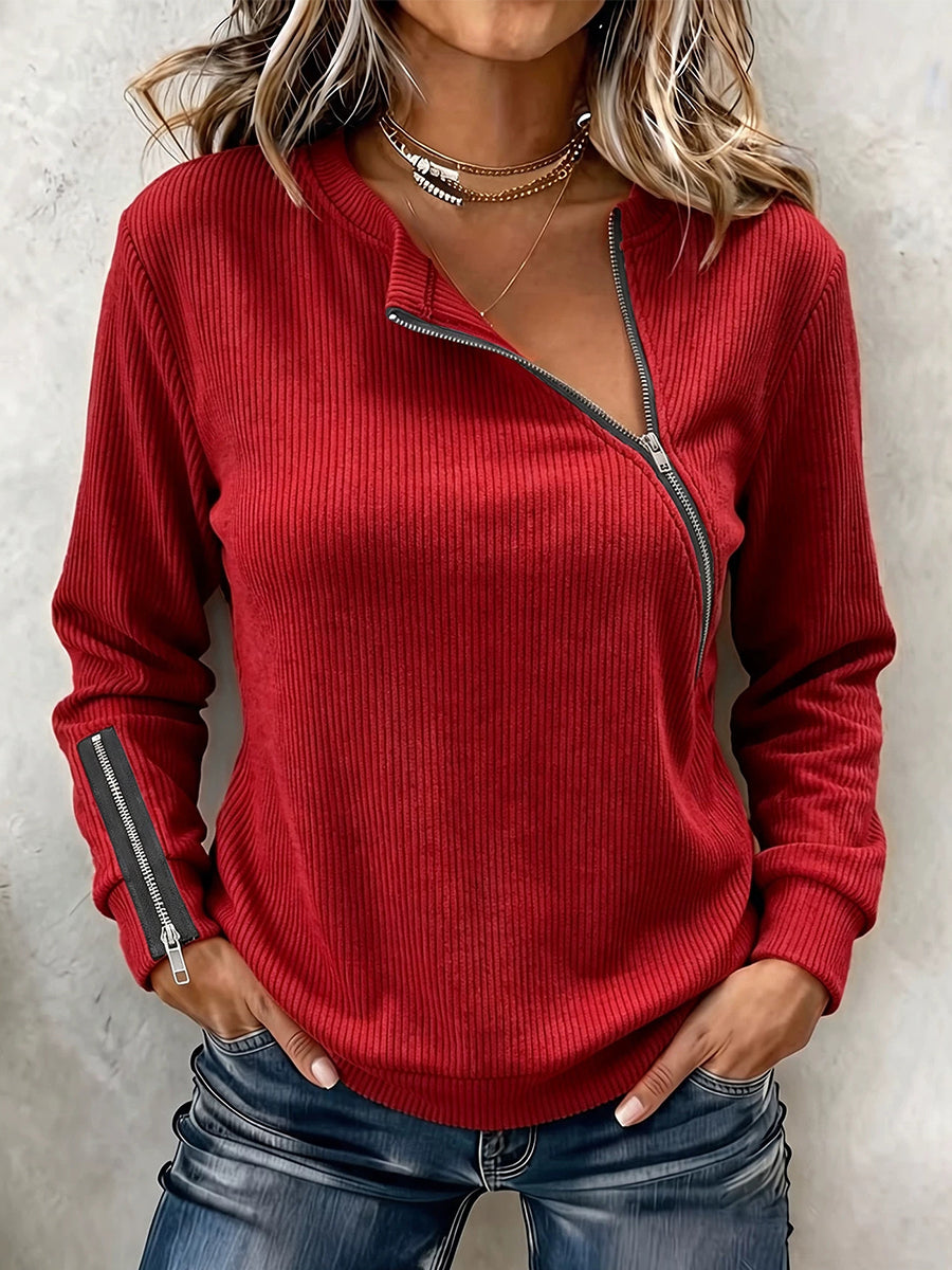Comfortable Color Block Polka Dot Layered-Look Sweatshirt