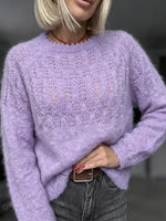 Chic Lilac Open-Work Knit Sweater