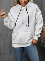 Relaxed-fit Casual Color-block Hoodie With Visible Stitching