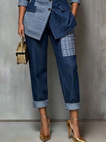 Chic Patchwork Denim Blazer Jacket