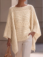 Comfortable Cable Knit Poncho Sweater