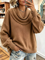 Cozy Stylish Cowl-neck Knitted Sweater