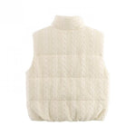 Casual Cable-knit Quilted Zip-up Vest